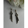 Elegant 925 Sterling Silver Marcasite Earrings Length 1.80 Inch