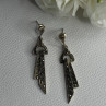 Elegant 925 Sterling Silver Marcasite Earrings Length 1.80 Inch
