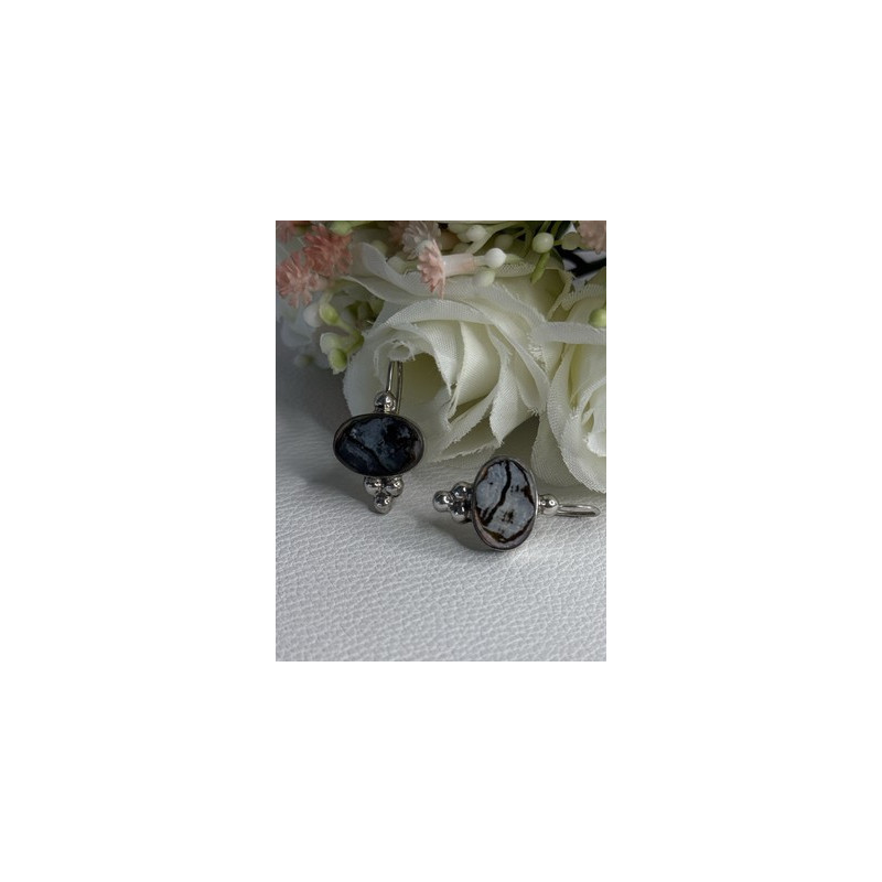 925 Sterling Silver Abalone Earrings Length 1.10 Inch