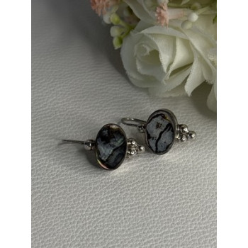 925 Sterling Silver Abalone Earrings Length 1.10 Inch