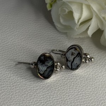 925 Sterling Silver Abalone Earrings Length 1.10 Inch