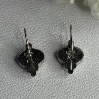 925 Sterling Silver Abalone Earrings Length 1.10 Inch
