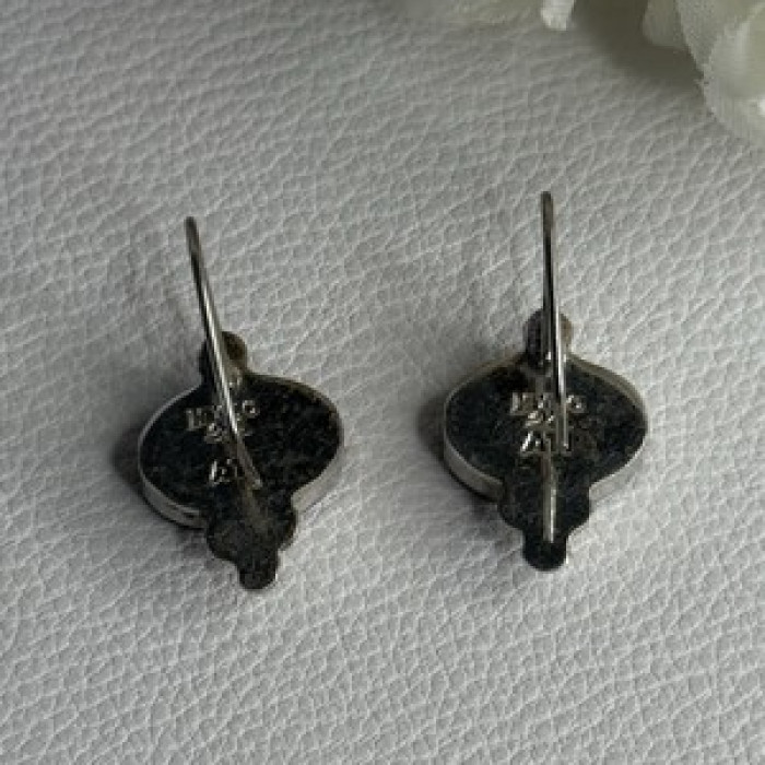 925 Sterling Silver Abalone Earrings Length 1.10 Inch