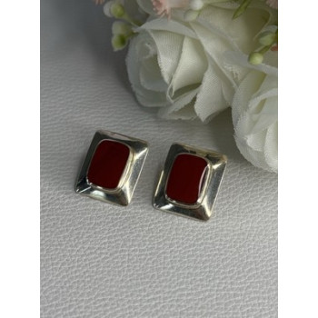 Classy 925 Sterling Silver Carnelian Earrings Length 0.65 Inch