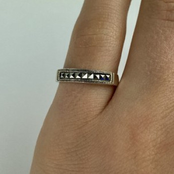 Vintage 925 Sterling Silver Marcasites Ring Size 5.5