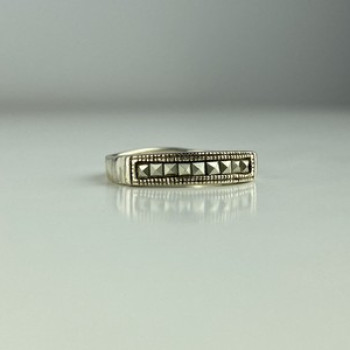 Vintage 925 Sterling Silver Marcasites Ring Size 5.5