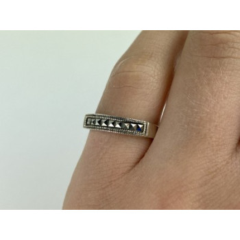 Vintage 925 Sterling Silver Marcasites Ring Size 5.5