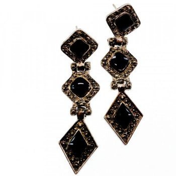 Vintage 925 Sterling Silver Onyx Earrings