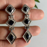 Vintage 925 Sterling Silver Onyx Earrings