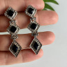 Vintage 925 Sterling Silver Onyx Earrings