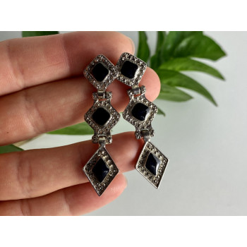 Vintage 925 Sterling Silver Onyx Earrings