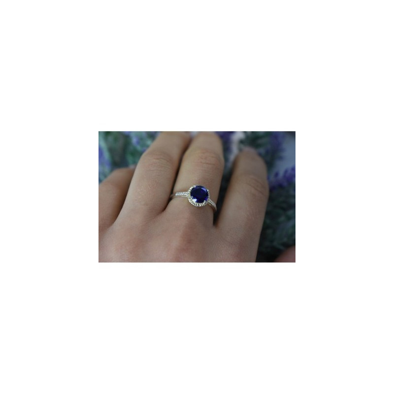 925 Sterling Silver Sapphire Classic Ring Size 8