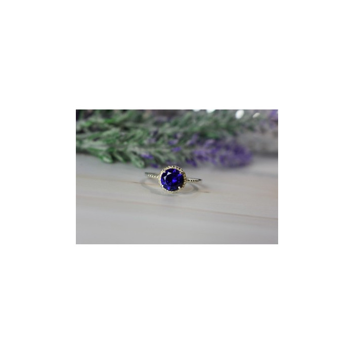 925 Sterling Silver Sapphire Classic Ring Size 8