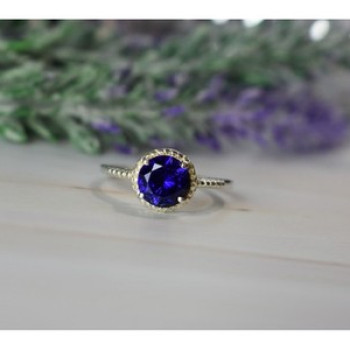 925 Sterling Silver Sapphire Classic Ring Size 8