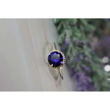 925 Sterling Silver Sapphire Classic Ring Size 8