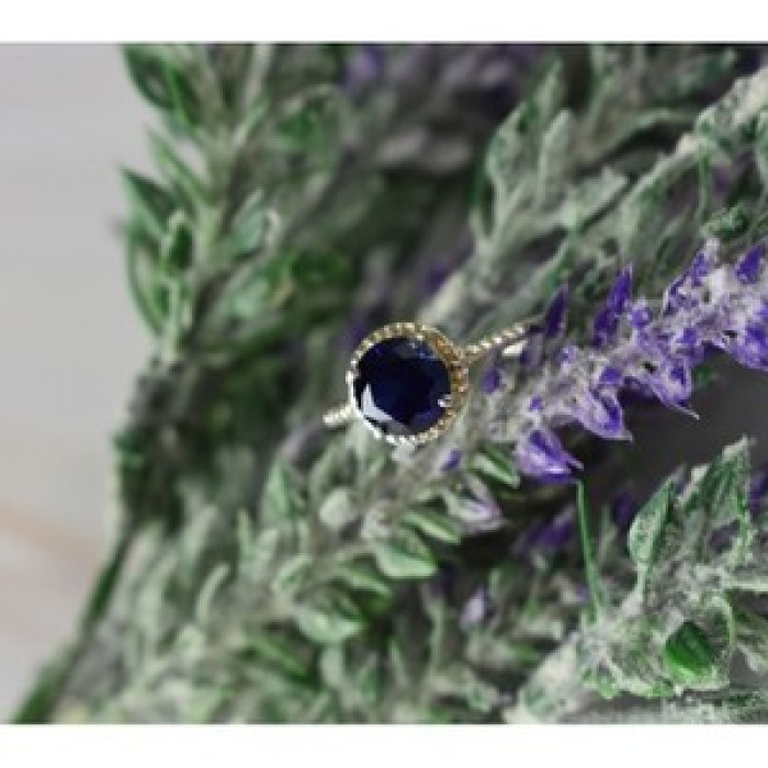 925 Sterling Silver Sapphire Classic Ring Size 8