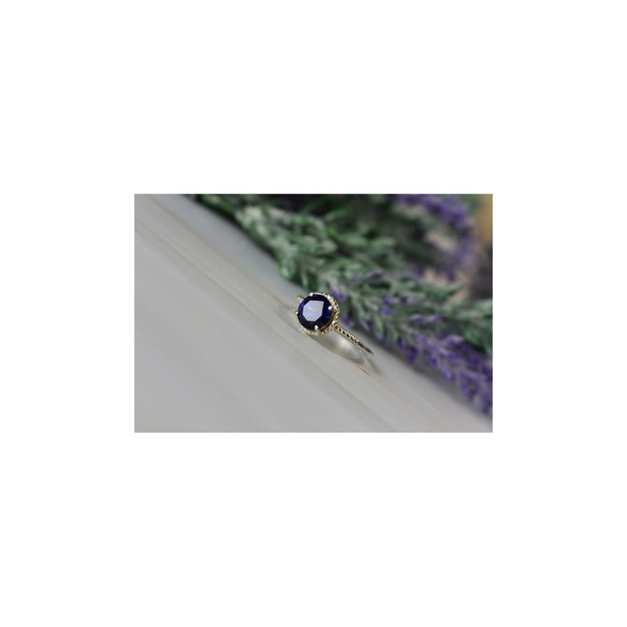 925 Sterling Silver Sapphire Classic Ring Size 8