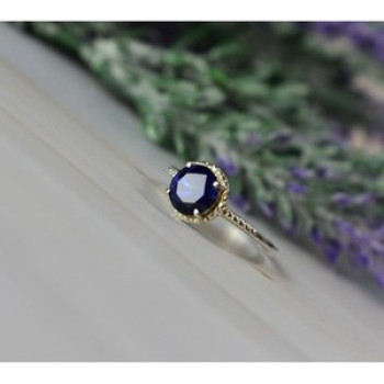 925 Sterling Silver Sapphire Classic Ring Size 8