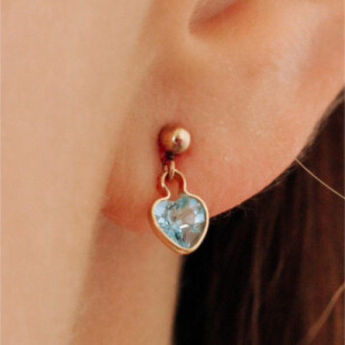 10K Yellow Gold Blue Spinel Earrings