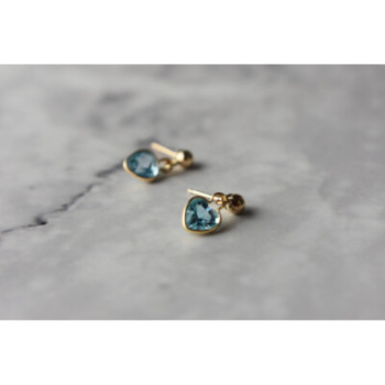 10K YELLOW GOLD BLUE SPINEL EARRINGS