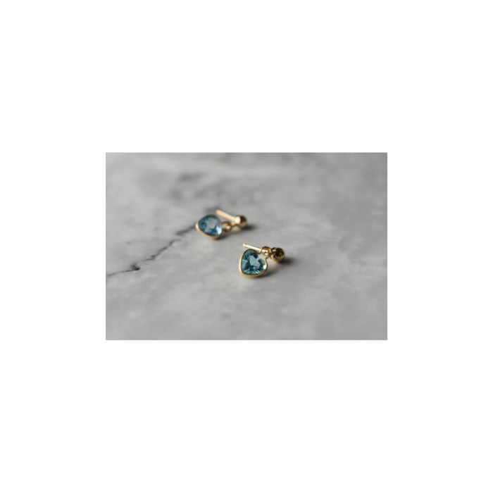 10K YELLOW GOLD BLUE SPINEL EARRINGS