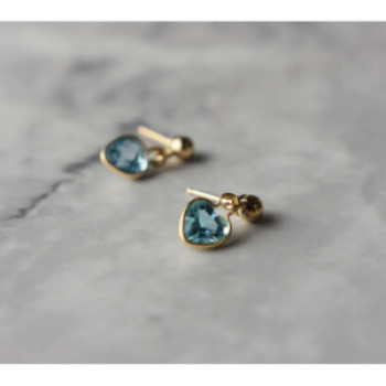 10K Yellow Gold Blue Spinel Earrings