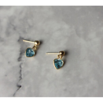 10K Yellow Gold Blue Spinel Earrings
