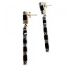 925 Sterling Silver Black Nephrite & Marcasites Earrings
