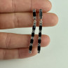 925 Sterling Silver Black Nephrite & Marcasites Earrings