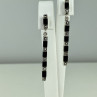 925 Sterling Silver Black Nephrite & Marcasites Earrings