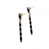 925 Sterling Silver Black Nephrite & Marcasites Earrings
