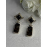 925 Sterling Silver Abalone & Onyx Earrings Length 1.50 Inch