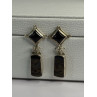 925 Sterling Silver Abalone & Onyx Earrings Length 1.50 Inch