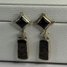 925 Sterling Silver Abalone & Onyx Earrings Length 1.50 Inch