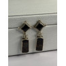 925 Sterling Silver Abalone & Onyx Earrings Length 1.50 Inch