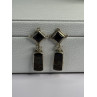 925 Sterling Silver Abalone & Onyx Earrings Length 1.50 Inch
