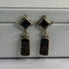 925 Sterling Silver Abalone & Onyx Earrings Length 1.50 Inch