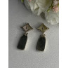 925 Sterling Silver Abalone & Onyx Earrings Length 1.50 Inch