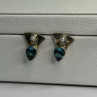 925 Sterling Silver Topaz & Pearl Earrings Length 0.70 Inch
