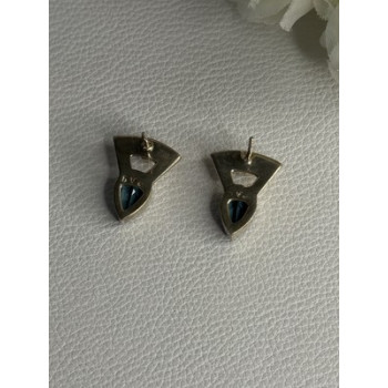 925 STERLING SILVER TOPAZ & PEARL EARRINGS LENGTH 0.70 INCH