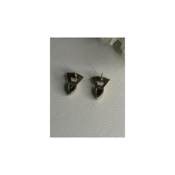 925 STERLING SILVER TOPAZ & PEARL EARRINGS LENGTH 0.70 INCH