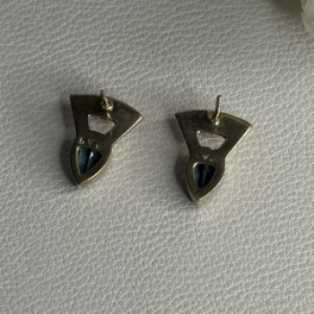 925 Sterling Silver Topaz & Pearl Earrings Length 0.70 Inch