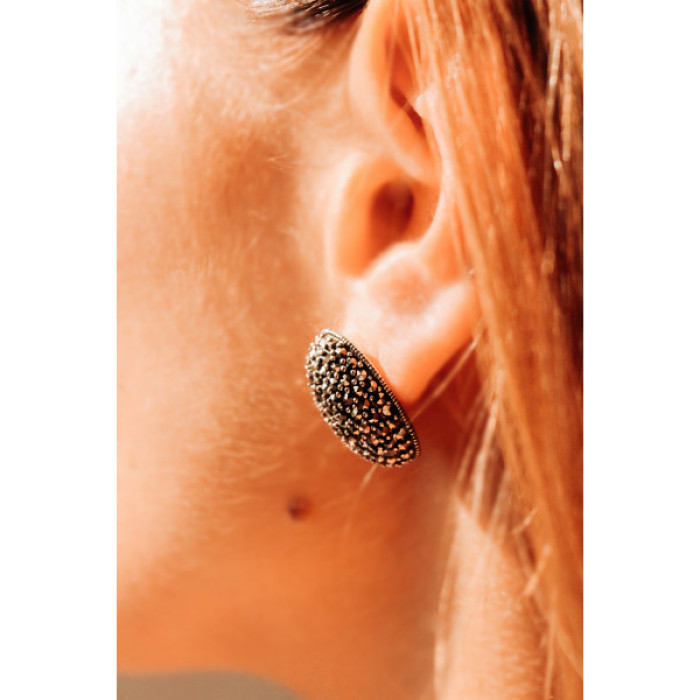 925 Sterling Silver Marcasites Stud Earrings
