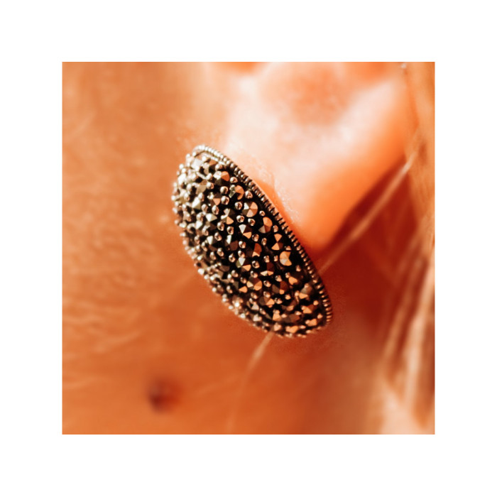 925 STERLING SILVER MARCASITES STUD EARRINGS