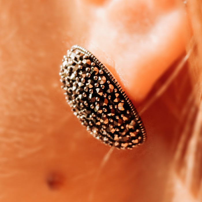 925 Sterling Silver Marcasites Stud Earrings