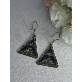 Vintage 925 Sterling Silver Turquoise Earrings Length 1.80 Inch