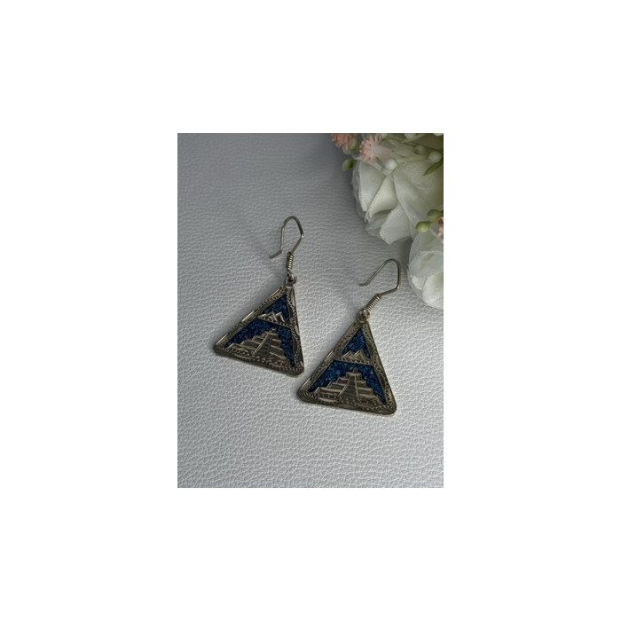 Vintage 925 Sterling Silver Turquoise Earrings Length 1.80 Inch