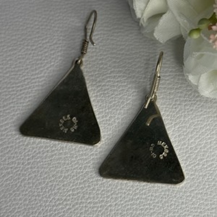 Vintage 925 Sterling Silver Turquoise Earrings Length 1.80 Inch