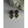 925 Sterling Silver Amethyst & Peridot Earrings Length 1 Inch