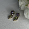 925 Sterling Silver Amethyst & Peridot Earrings Length 1 Inch
